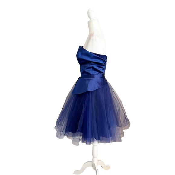 Nha Khanh Satin Tulle Cocktail Dress 2 Blue - Picture 5 of 8